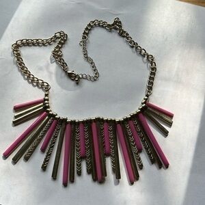 Pink bib necklace